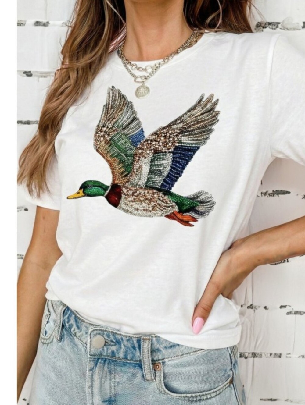 NEW Flying Duck Graphic Tee White
